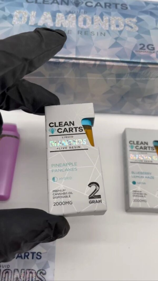 Experience premium vaping with Clean Carts Disposable 2g Resin Liquid Diamonds, offering potent, flavorful, and clean cannabis extracts.