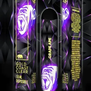 Experience the potent, smooth flavor of Gold Coast Clear Grape Ape, offering relaxing effects and premium quality concentrate in a convenient vape cartridge
