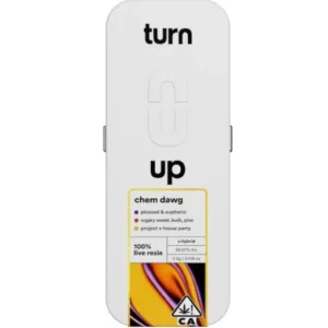 TURN Disposable | Chemdawg .5g Live Resin offers a rich, earthy flavor and balanced effects, perfect for relaxation, stress relief, and focus.
