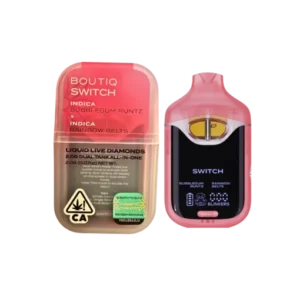 Enjoy the Boutiq Disposable V4 Bubblegum Runtz x Rainbow Belts, offering a sweet blend of chewy bubblegum and tangy rainbow belts for a fun vaping experience.