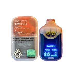 Enjoy a playful blend of sweet Purple Peeps marshmallow and tangy Orange Tic Tacs with the Boutiq Disposable V4 for a vibrant vaping experience.