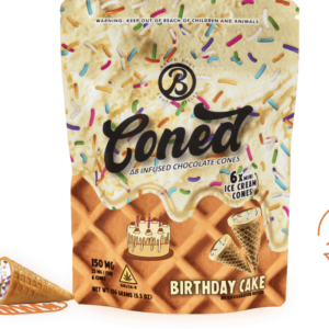 Baked Bags | THC Cones - Birthday Cake Edibles | D9 THC Infused Chocolate Cones | 25mg - 6ct
