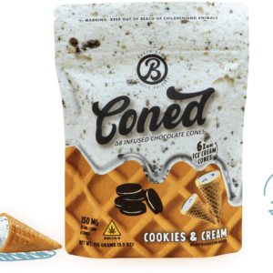 Baked Bags THC Cones offer 25mg D9 THC per chocolate cone in a delicious Cookies & Cream flavor, with 6 cones per pack.Baked Bags THC Cones