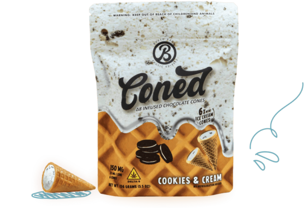 Baked Bags THC Cones offer 25mg D9 THC per chocolate cone in a delicious Cookies & Cream flavor, with 6 cones per pack.Baked Bags THC Cones