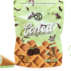 Baked Bags | THC Cones - Mint Chip Edibles | D9 THC Infused Chocolate Cones | 25mg - 6ct