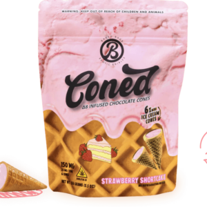 Baked Bags | THC Cones - Strawberry Shortcake Edibles | D9 THC Infused Chocolate Cones | 25mg - 6ct