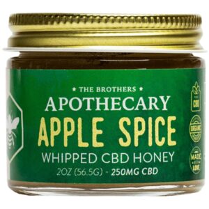 Savor the cozy blend of apple spice with Brothers Apothecary Whipped CBD Honey. 250mg CBD for relaxation and soothing relief.