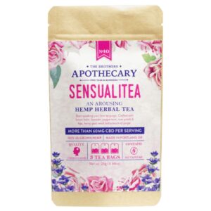 Brothers Apothecary Sensualitea CBD Tea combines 60mg of CBD with organic herbs to promote relaxation, reduce stress, and enhance wellness.