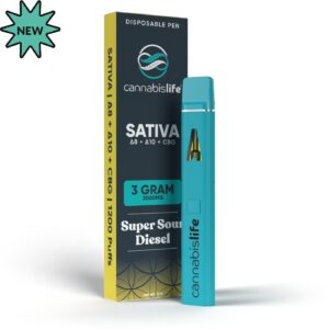 Cannabis Life | Super Sour Diesel THC Vape Pen | 3g Hybrid - Entourage Blend Disposable Vape