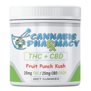 Cannabis Pharmacy 1:1 Delta-9 THC Gummies | 25mg THC & 25mg CBD - Fruit Punch Kush - 20ct