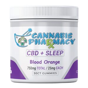 Cannabis Pharmacy CBD Sleep Gummies | 10mg CBD + 10mg CBN + 5mg Melatonin - Blood Orange - 30ct