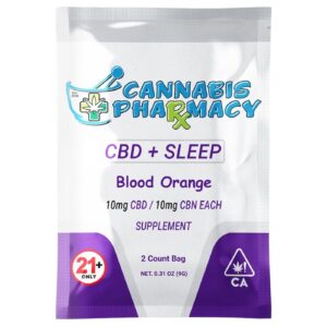 Cannabis Pharmacy CBD Sleep Gummies | 10mg CBD + 10mg CBN + 5mg Melatonin - Blood Orange - 2ct