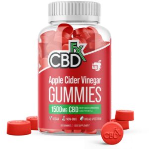 CBDfx CBD & Apple Cider Vinegar Gummies combine 1500mg of CBD and 500mg of apple cider vinegar for a tasty, wellness-boosting supplement.