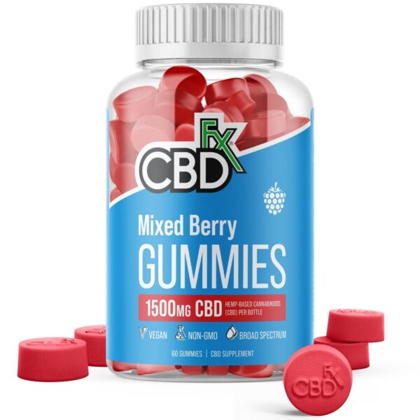 CBDfx CBD Gummies Mixed Berry offer 1500mg of broad-spectrum CBD in 60 gummies, providing relaxation, stress relief, and overall wellness.