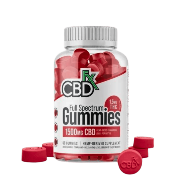 CBDfx Full Spectrum CBD Gummies Mixed Berry offer 1500mg of CBD in 60 delicious gummies, promoting relaxation, balance, and overall wellness.