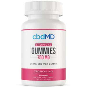 CBDMD Tropical Mix CBD Gummies offer 750mg of broad-spectrum CBD in a delicious tropical flavor, promoting relaxation and overall wellness.