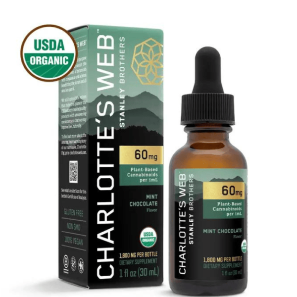 Experience Charlotte’s Web CBD Full Spectrum Oil Mint Chocolate. 60mg CBD in 30mL for relaxation, stress relief, and overall wellness support.