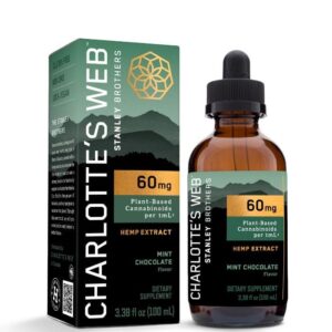 Enjoy the benefits of Charlotte’s Web Full Spectrum CBD Extract Mint Chocolate. 60mg CBD in 100mL for relaxation and wellness support.