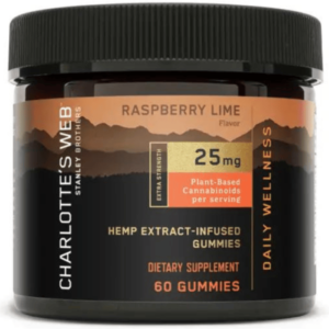 Charlotte’s Web Full Spectrum CBD Gummies offer 25mg per gummy in a 60-count bottle. Support daily wellness, relaxation, and stress relief.