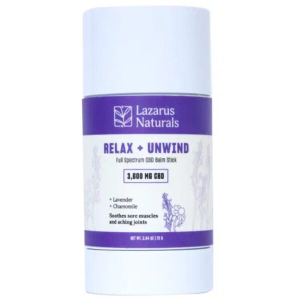 Lazarus Naturals CBD Balm Relax and Unwind (3600mg) provides intense relief for stress, muscle soreness, and tension with soothing natural ingredients.