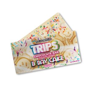sporesMD | Trips Birthday Cake Magic Mushroom Chocolate Bar | 12 squares per bar