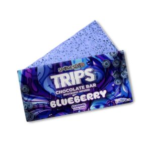 sporesMD | Trips Blueberry Magic Mushroom Chocolate Bar | 12 squares per bar