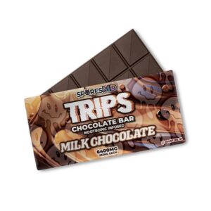 sporesMD | Trips Chocolate Milk Magic Mushroom Chocolate Bar | 12 squares per bar