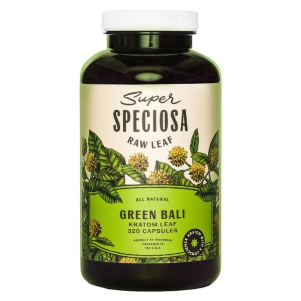 Super Speciosa Green Bali Kratom Capsules (320ct) offer balanced energy and relaxation in a convenient bulk format for regular Kratom users.Super Speciosa