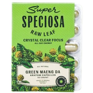 Super Speciosa | Green Maeng Da Kratom Capsules | (10ct)