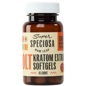 Super Speciosa Jolt Kratom Extract Softgels (45ct) provide a convenient, potent energy boost with precise dosing for enhanced focus and clarity.