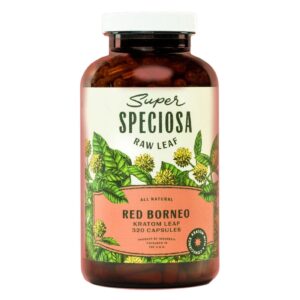 Super Speciosa Red Borneo Kratom Capsules offer 320ct of high-quality, potent kratom for relaxation, stress relief, and consistent effects.