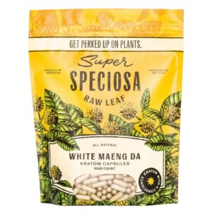 Super Speciosa | White Maeng Da Kratom Capsules | Bulk Kratom - 1000ct