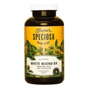 Super Speciosa | White Maeng Da Kratom Capsules | Bulk Kratom - 320ct