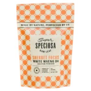 Super Speciosa | White Maeng Da Kratom Powder | Sherbet Focus Flavored Kratom Powder - 100g