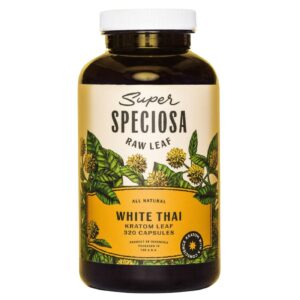 Super Speciosa White Thai Kratom Capsules (320ct) offer a potent, energizing boost for focus and productivity in a convenient bulk format.
