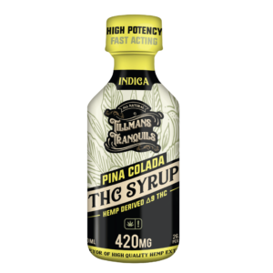 Tillman’s Tranquils Delta-9 THC Syrup in Piña Colada flavor offers 420mg of THC for a tropical, customizable, and relaxing cannabis experience.