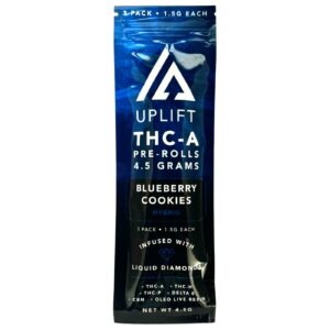 Uplift | THCA Pre Rolls - Blueberry Cookies | 1.5g - Hybrid Liquid Diamonds Pre Roll - 3 Pack