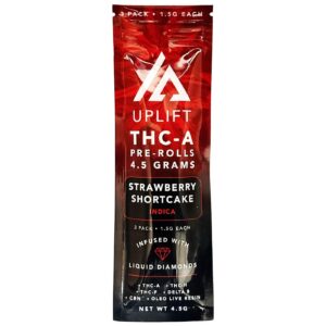 Uplift | THCA Pre Rolls - Strawberry Shortcake | 1.5g - Indica Liquid Diamonds Pre Roll - 3 Pack