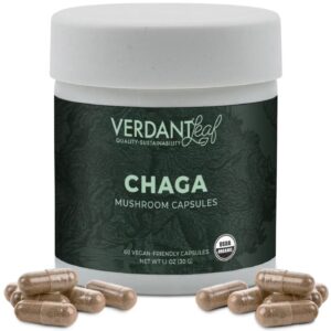 Support immunity and wellness with Verdant Leaf Chaga Mushroom Capsules. 60ct of powerful, antioxidant-rich nootropics for overall vitality and balance.