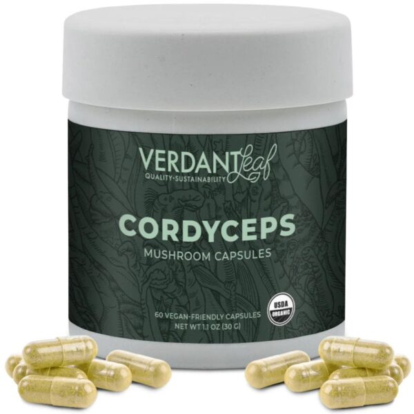 Boost mental clarity and energy with Verdant Leaf Cordyceps Mushroom Capsules. 60ct of powerful mushroom nootropics for enhanced focus and vitality.